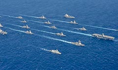 warships in formation during AnnualEx 19.